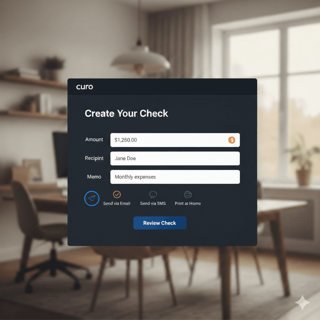 Check creation form on Curo dashboard